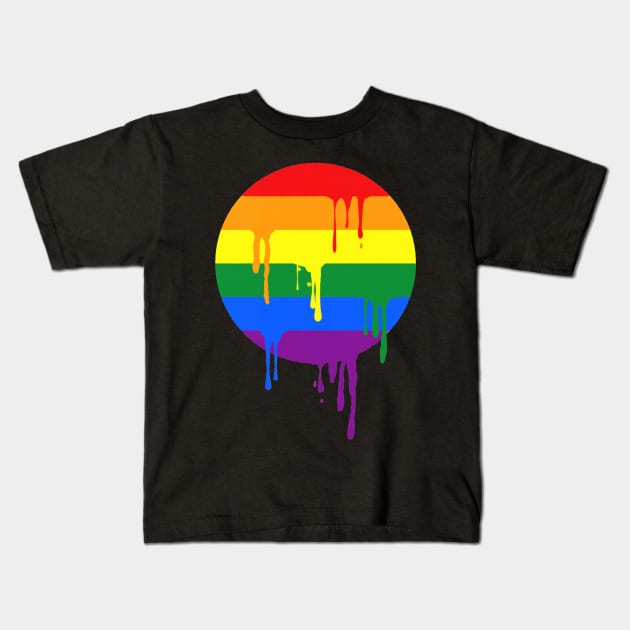 Rainbow Colored Stripes Dot Running Splashes Kids T-Shirt by EDDArt